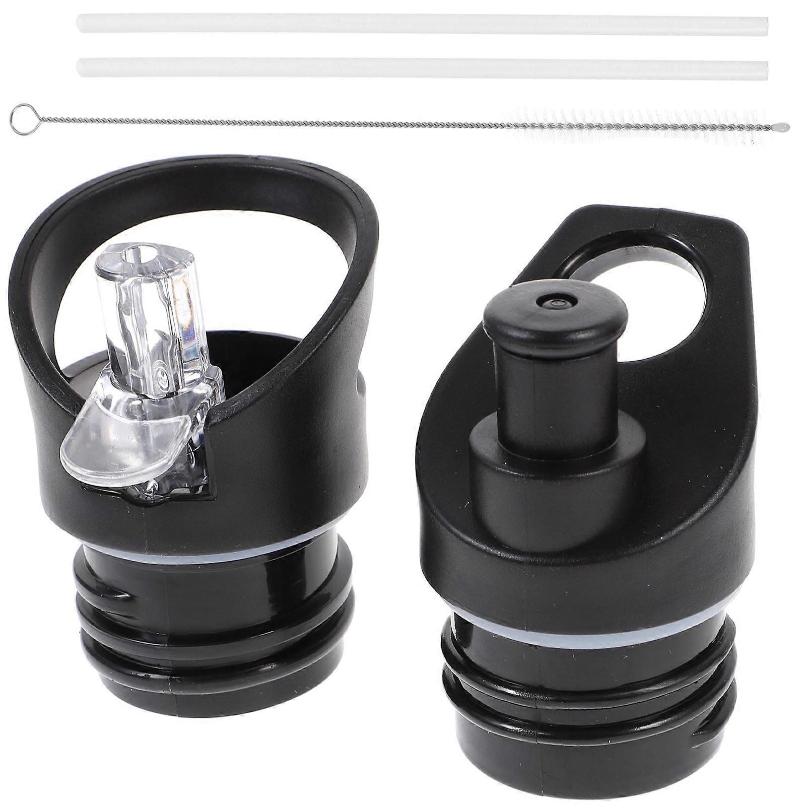 Closure for Drinking Bottle Portable Suction Nozzle Cover for Camping M Black 2Set