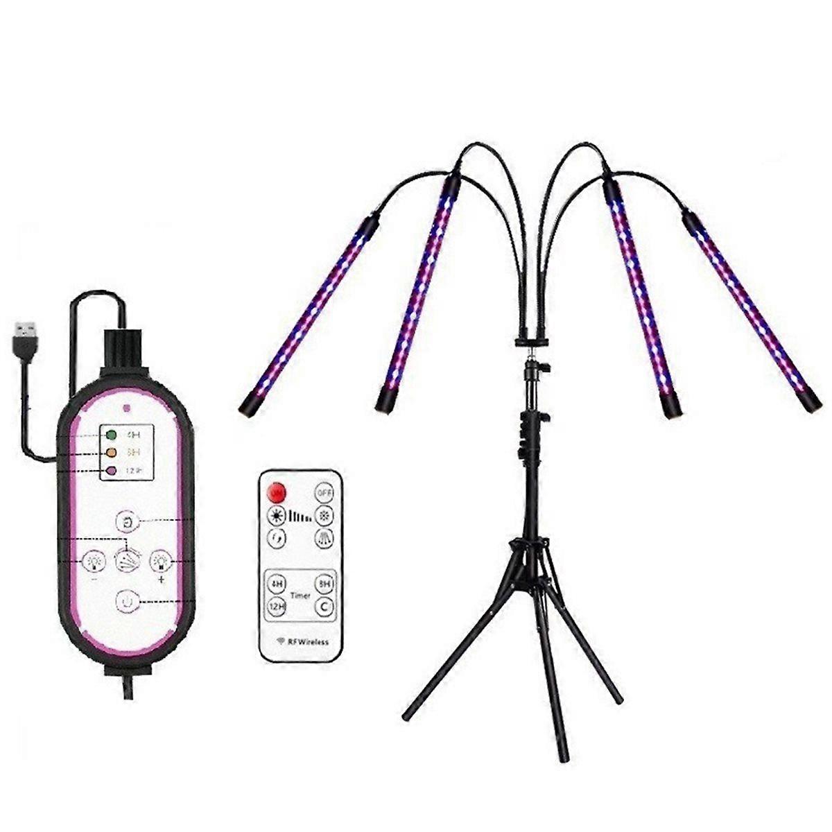 Adjustable LED Grow Lights with Tripod Stand, Full Spectrum, Remote Control, and Timer for Indoor P