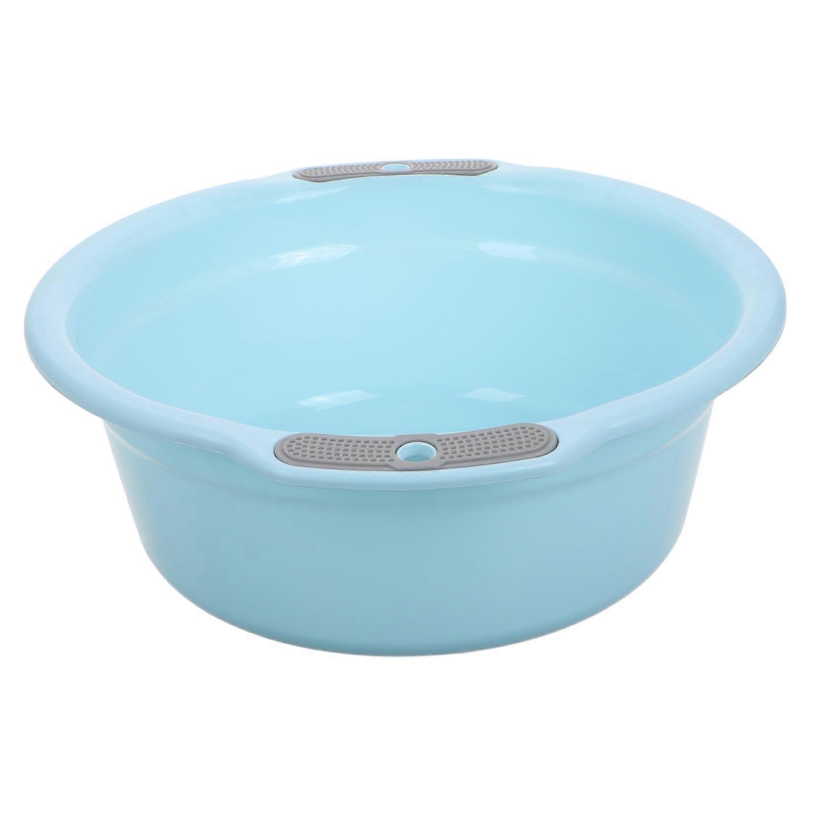 Round Plastic Wash Basin with Handles for Laundry Kitchen and Foot Soaking MultiPurpose Use