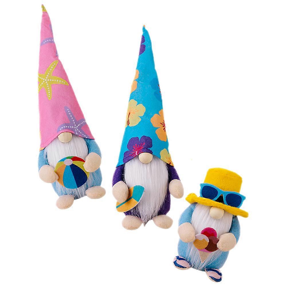 Summer Gnome Beach Elf Dwarf Doll Decoration for Desktop 3Pcs Set