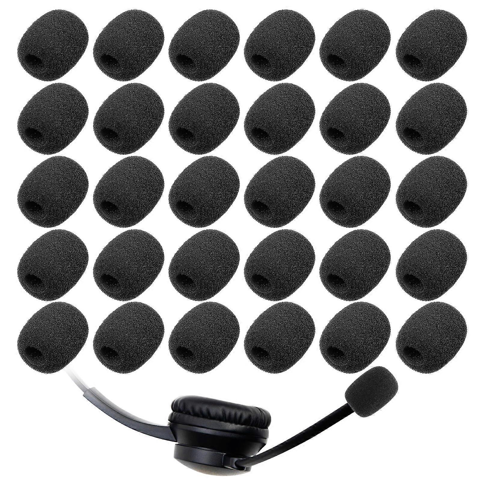 30 Pack Mini Microphone Foam Covers for Headset,  Density Mic Windscreen Noise Reduction Black