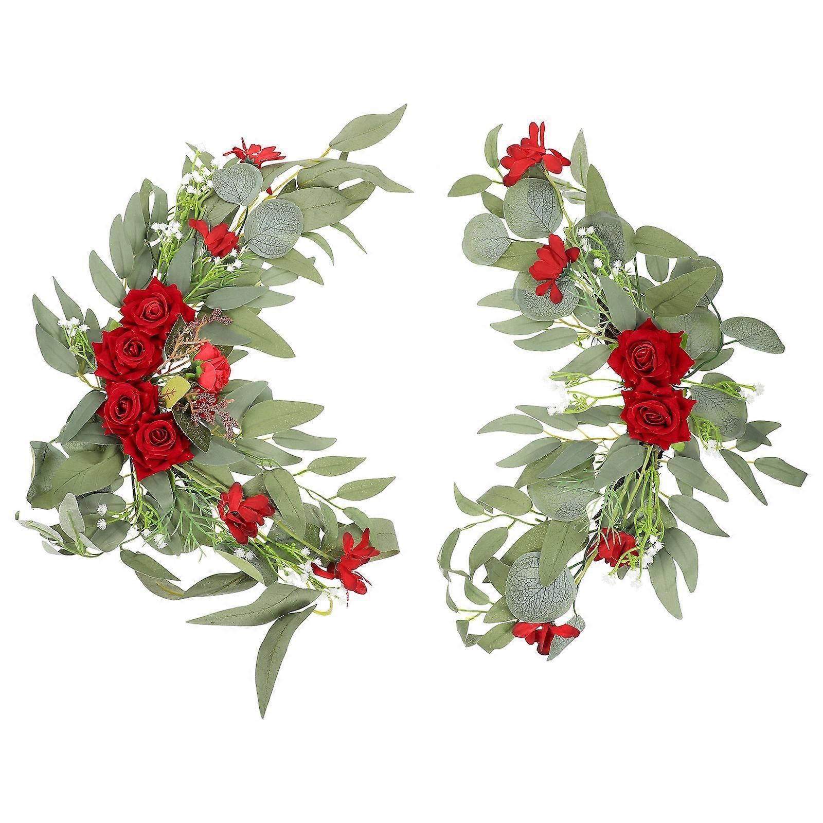2Pcs Simulation Rose Ornaments Red Arch Flower for Wedding Decoration
