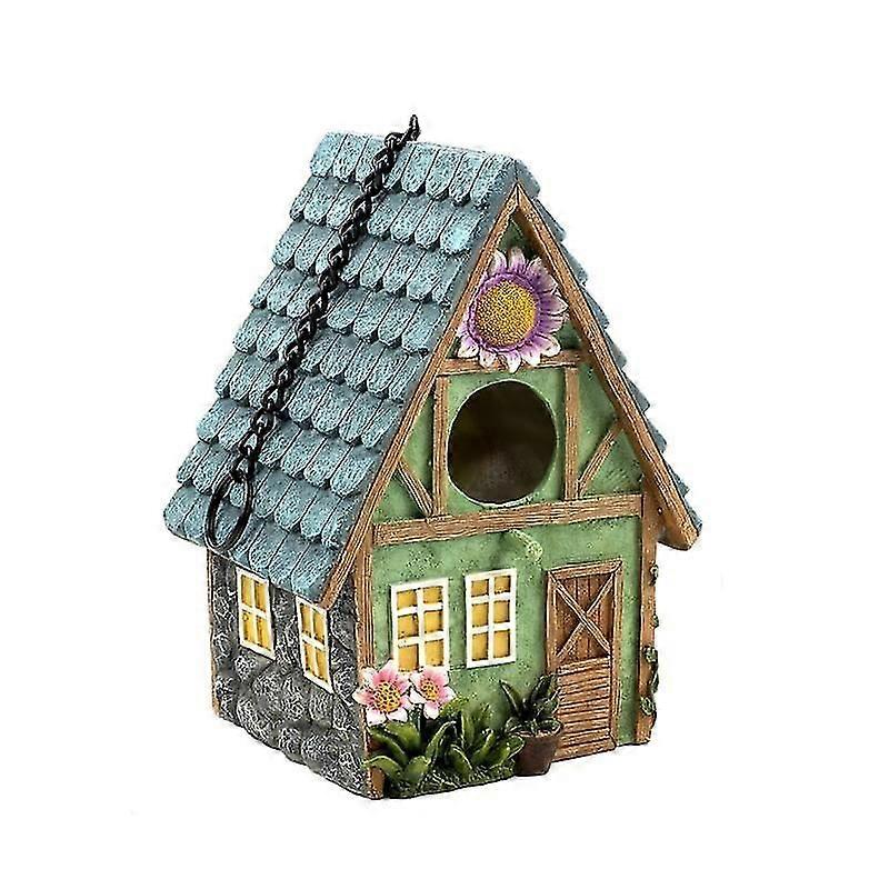 Bird House Decor Multi-function Waterproof Art Craft Decor Handcrafted Bird Box Hanging Pendant for