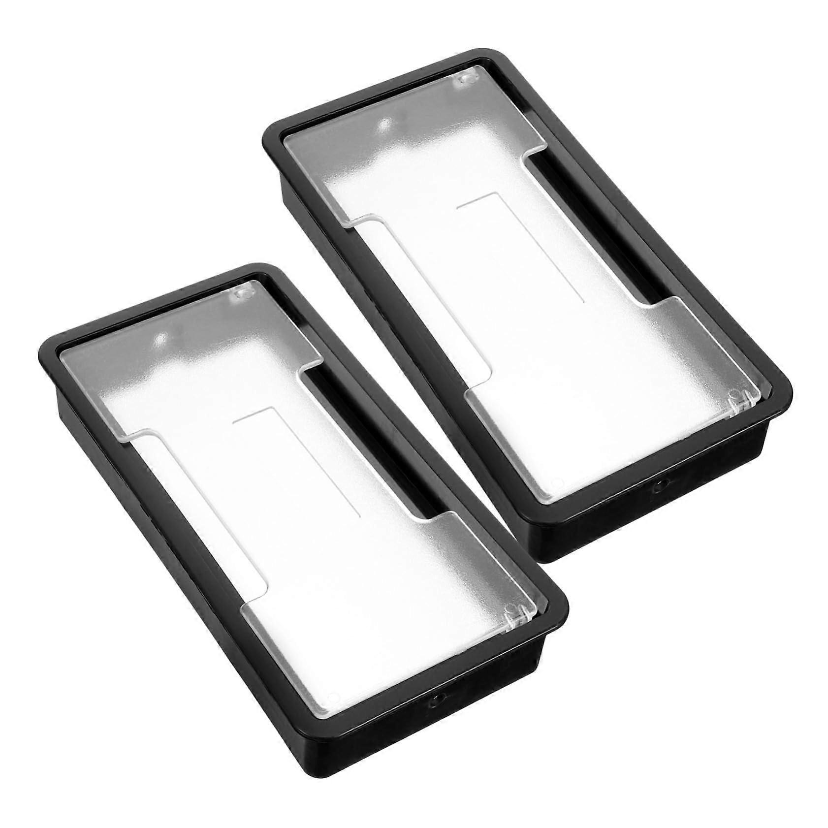 Black Rectangular Desk Cable Grommet Set, Plastic Cable Hole Cover for Office and Computer Tables