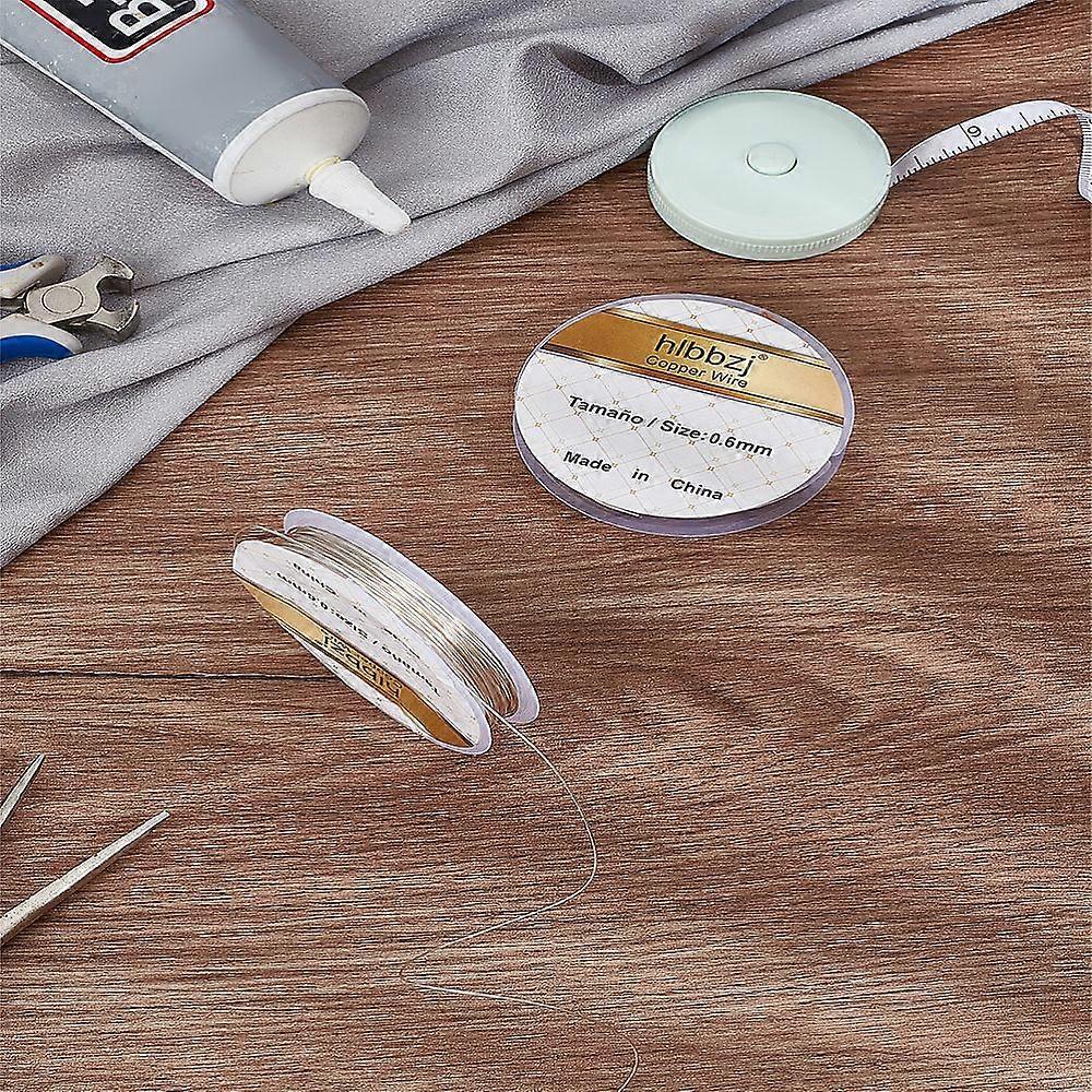 Round Copper Wire Long-Lasting Plated Silver 22 Gauge 0.6mm 4m/roll 2 rolls