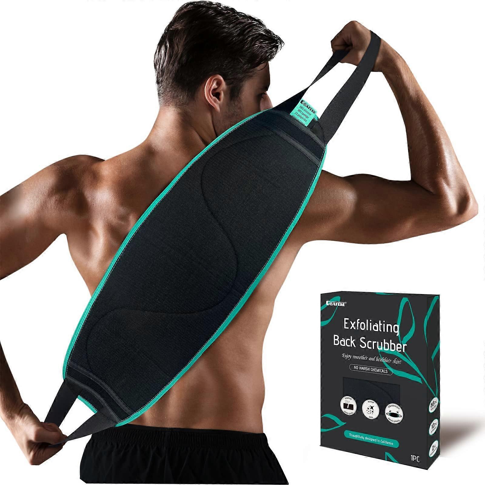 Exfoliating Back Scrubber for Shower, 33 Inch DualSided with EasyGrip Handles, QuickDry Design