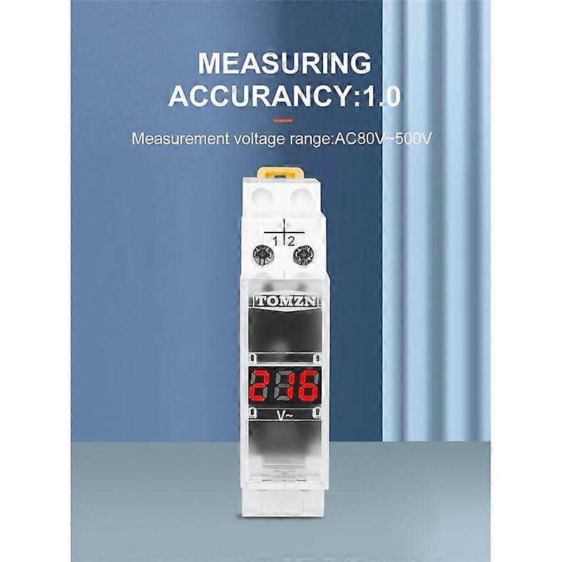  Din Rail Single Phase Voltage Meter, White