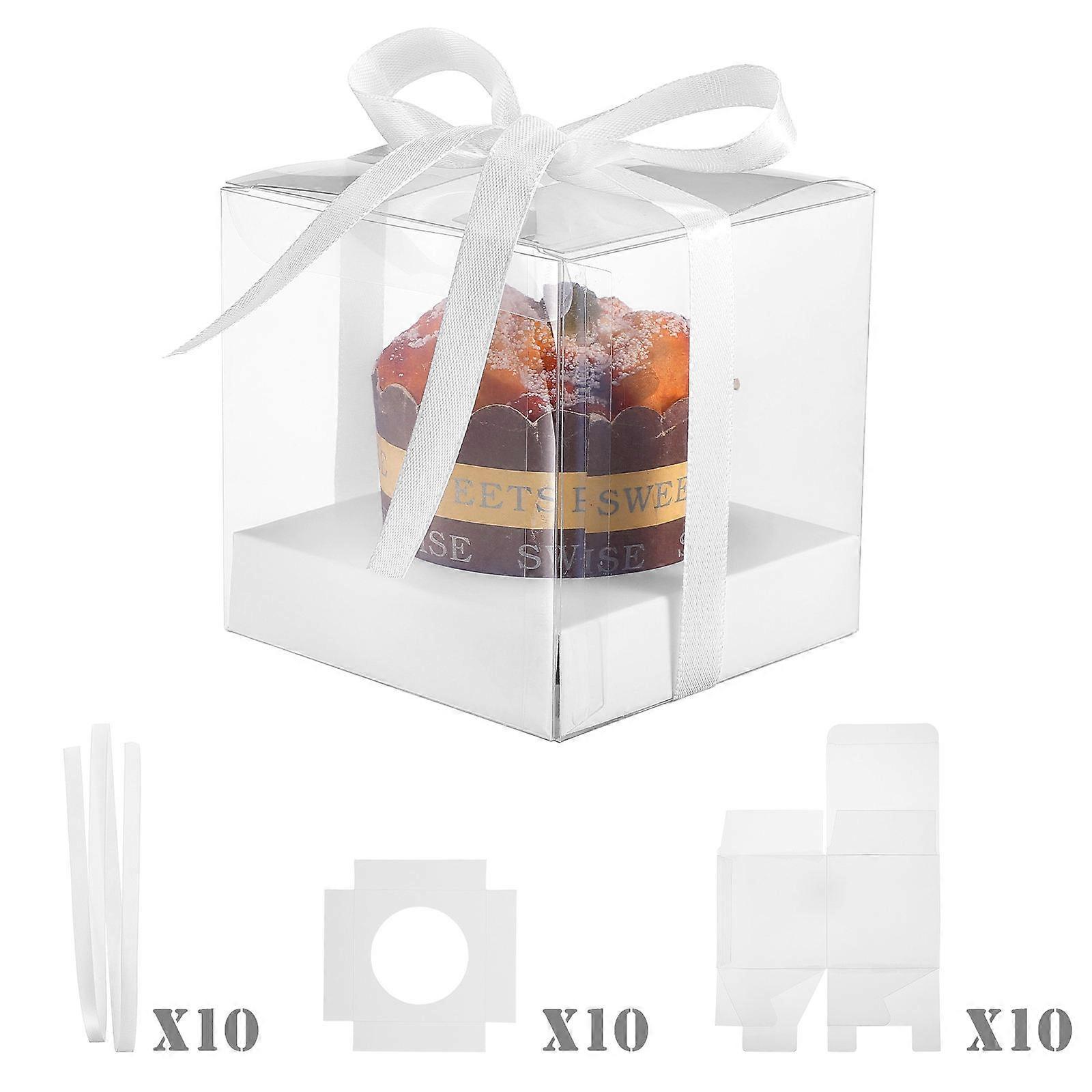 Cupcake Packing Boxes Nuobesty PVC Clear Boxes for Storage Use 10Pcs