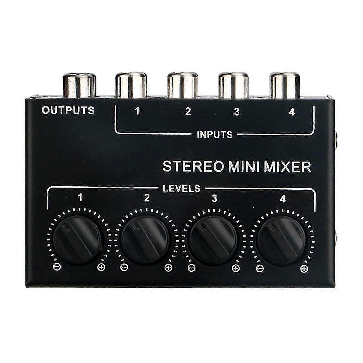 Mini 4 Channel Passive Mixer, Compact CD Player Stereo Hub for Musical Instruments