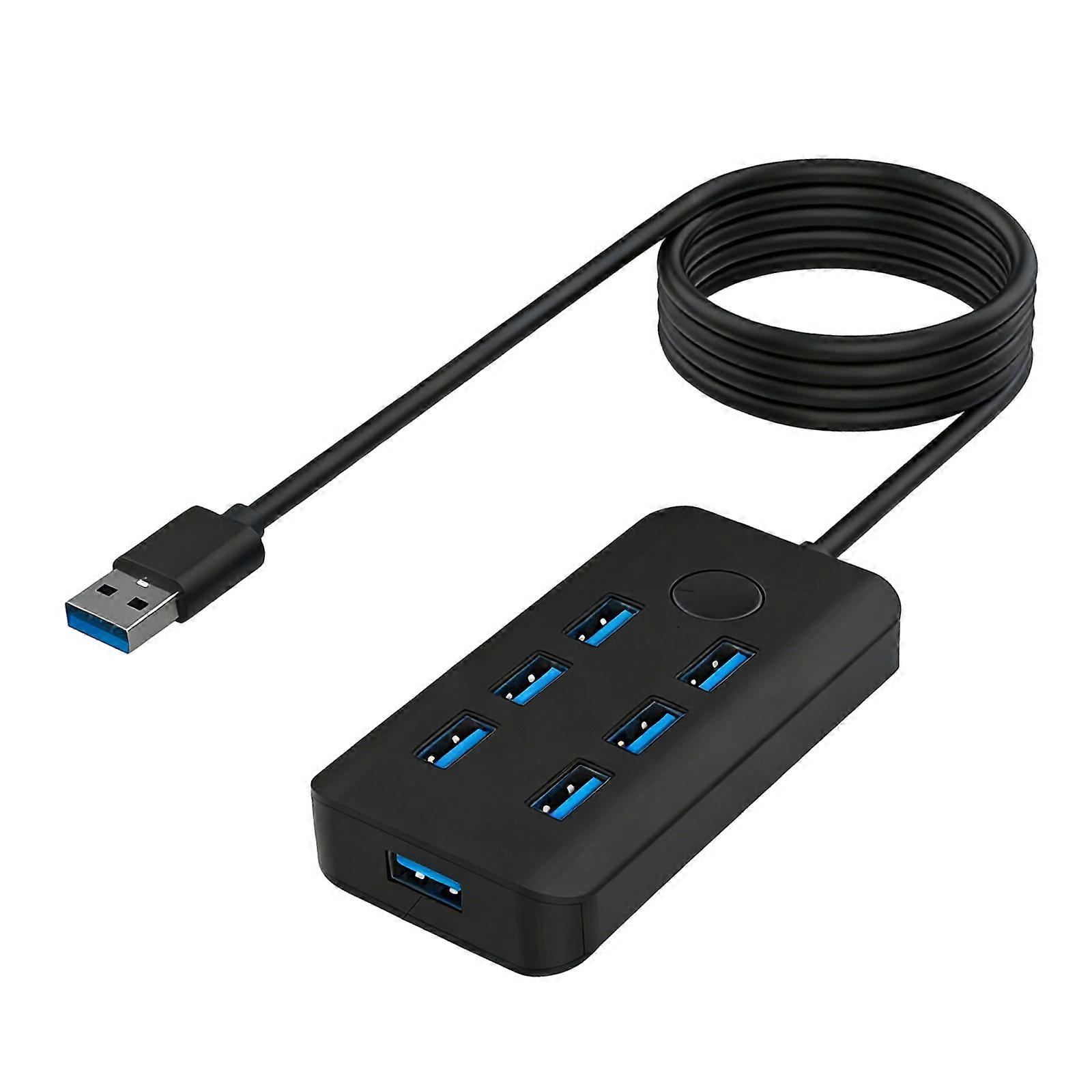 USB3.0 Dock USB Splitter with Touch Button Lock Screen Feature And 7 Port For Secure Fast Speed Data Transfer Multicolor