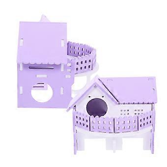 Meerschweinchen-Versteckhaus für Haustiere, doppelwandiges Villa-Habitat, 2-teilig, in Lavendel-PVC