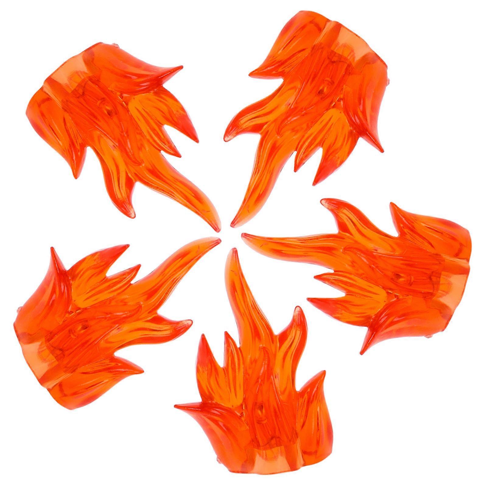 Orange Plastic Flames Flame Figure for Decor 5Pcs Building Blocks Set