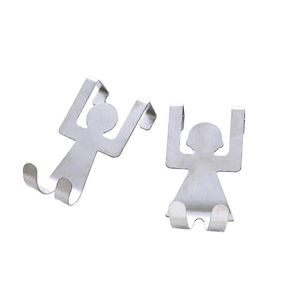 Humanoid Door Back Hook Silver Door Hook for Clothes Hanging 4Pcs