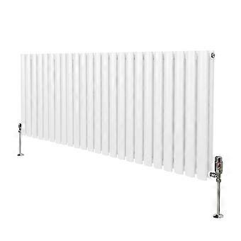 Oval Column Radiator 600mm x 1440mm & TRV Chrome Valves Modern Designer Double Panel Central Heating