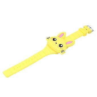Silicone LED Cartoon Watch Rabbit Shape Wristwatch Clamshell Electronic Watch Birthday Gift Party Favor for Kid Child Children Toddlers Yellow