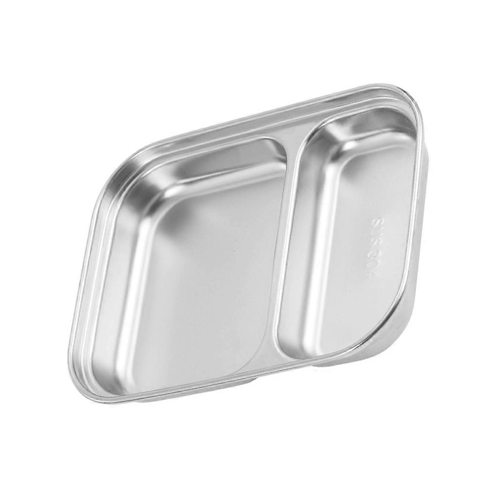 Assiette compartimentée en acier inoxydable pour aliments, deux compartiments