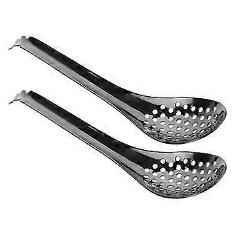 Lot de 2 petites cuillères à égoutter en acier inoxydable, cuillères de service portables