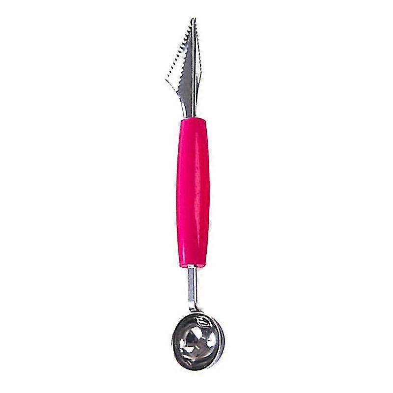 Cuillère à billes double avec bord dentelé, poignée ergonomique pour un confort d'utilisation optimal, acier inoxydable et ABS, pour former des billes de melon, des fruits, de la pâte à biscuits, outil de cuisine