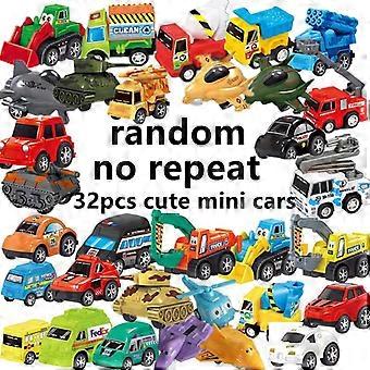 32pcs Minicars Random No Repeat Transportation Kid Toy Car Racing Airplane Tank Transporter Construction Vehicle Truck Kart