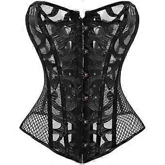 Corset Back Lace-up Corset Body Shaping Printed Mesh Gauze Sexy Shapewear European And American Court Corsetxx