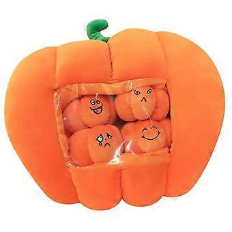 Soft Stuffed Pumpkin Plush Toy Doll  Cartoon Halloween Vegetable Pillow with Transparent Window and Mini Expression Pumpkins, Cozy Hand Warmer Cushion
