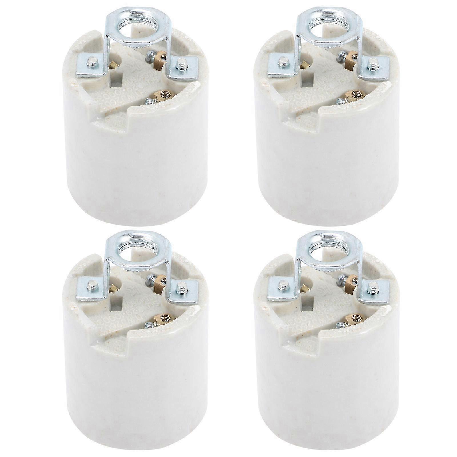 E26 Screw Light Socket Ceramic Lamp Holder for Wall Light 4Pcs Pack