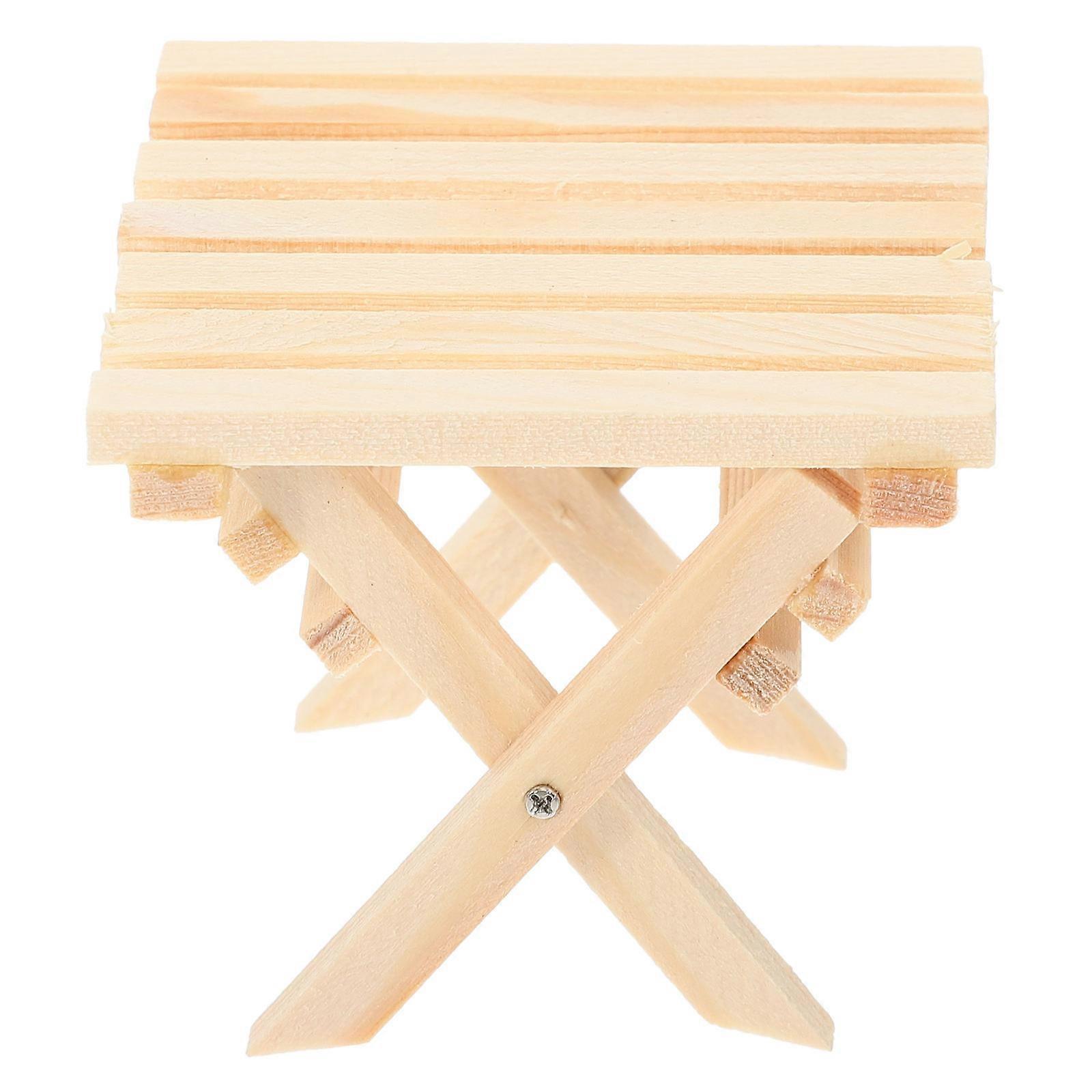 Miniature Folding Table Wooden Dollhouse Foldable Table Accessory