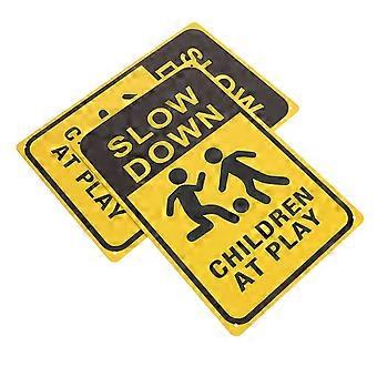 Placa de Desaceleração 2pcs Crianças em Brincar Placa de Crianças no Quintal Placa de Segurança Infantil Placas de Advertência para Bairros de Rua Gramado