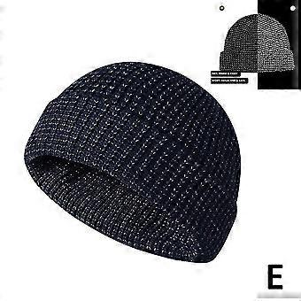 Gorro de punto de seda reflectante para la noche, gorros térmicos unisex para otoño/invierno