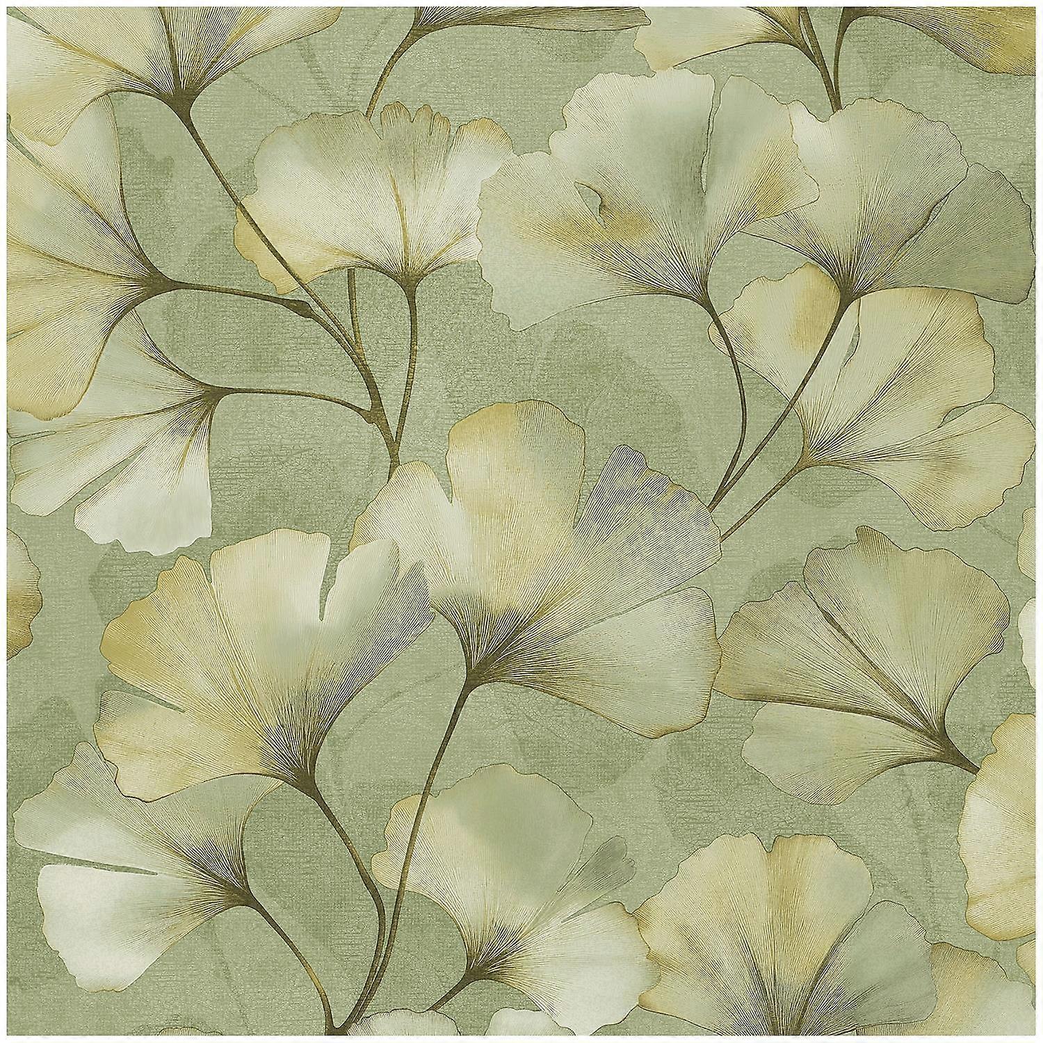 Textured Flower Green Wallpaper