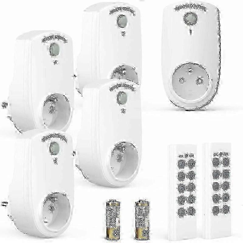 AURA 2025 New Set of 5 Programmable Electrical Socket, Wireless Remote Control Socket with 2 Remote Controls 2