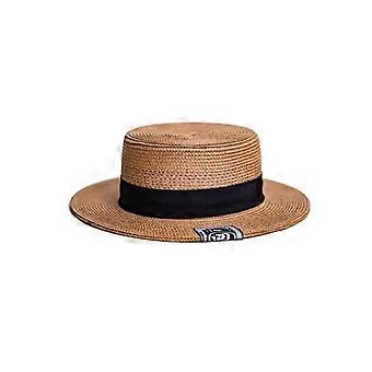 Classic Natural Straw Boater Hat Men Women Handmade Skimmer Hat Vintage Flat Top Hat Panama Style