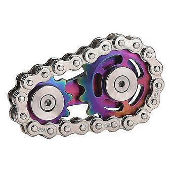 Przekładnia łańcuchowa rowerowa Fidget Spinner Metalowa zębatka - nowatorska zabawka ze stali nierdzewnej dla odprężenia i siły dłoni