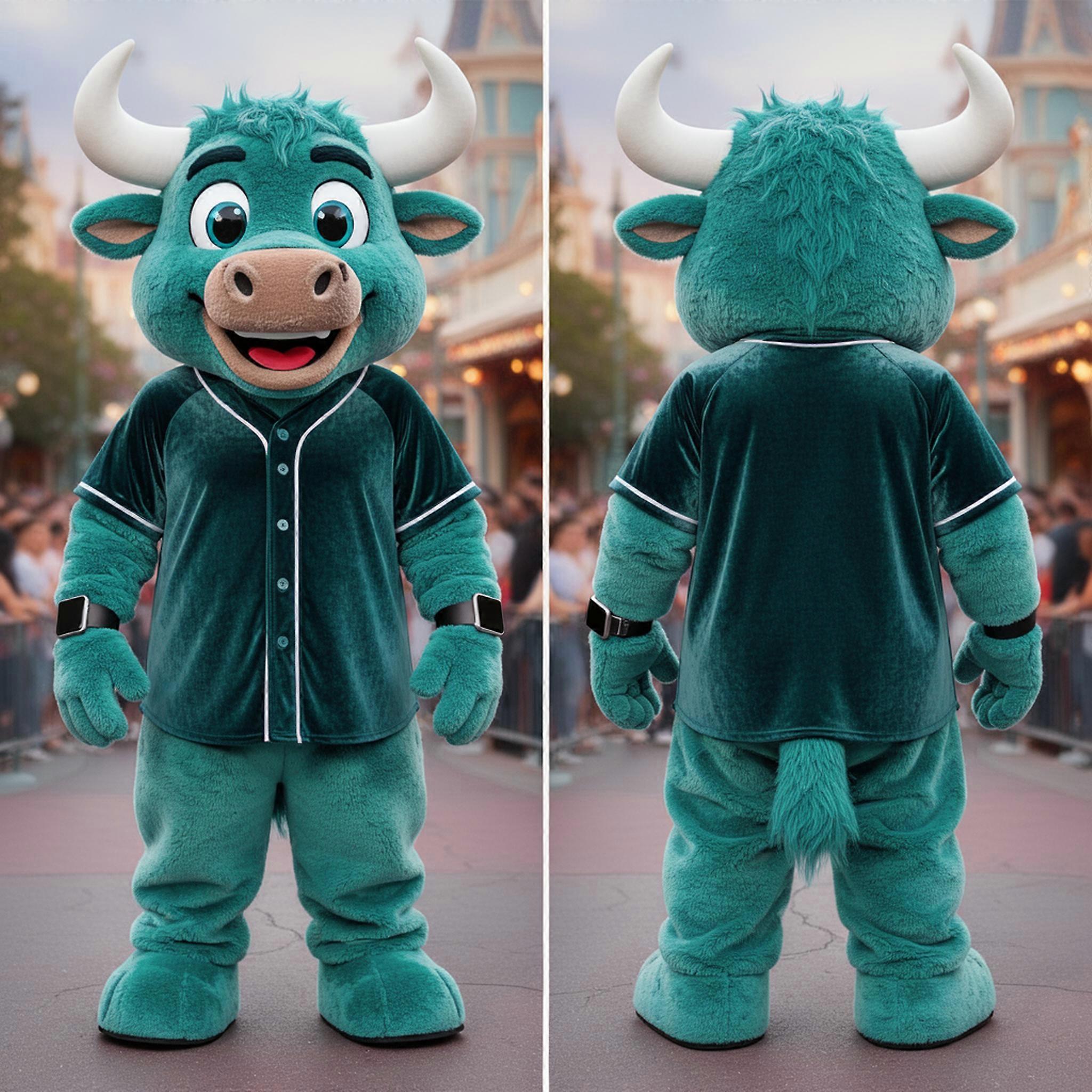 MASTICOT Teal Plush Broad Shouldered Minotaur Mascot