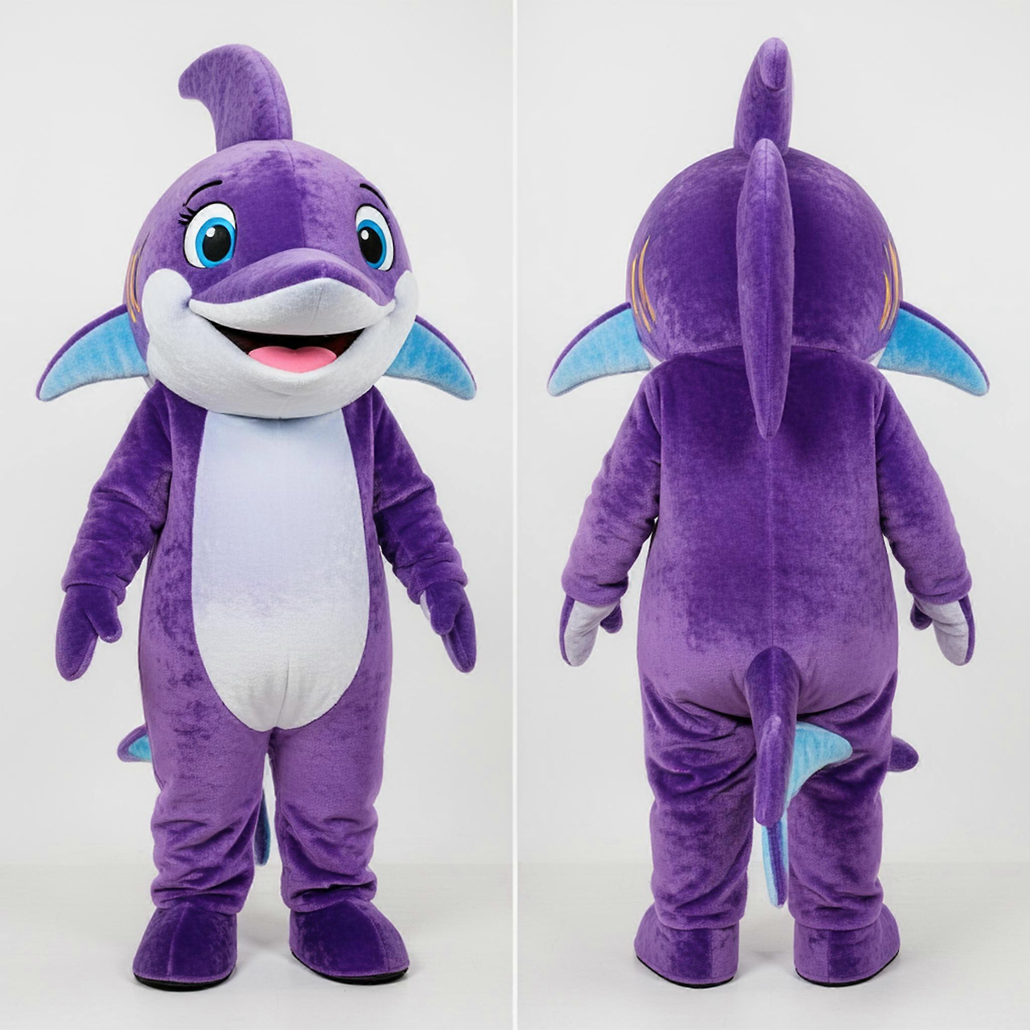 MASTICOT Purple Friendly Cartoon Swordfish Mascot