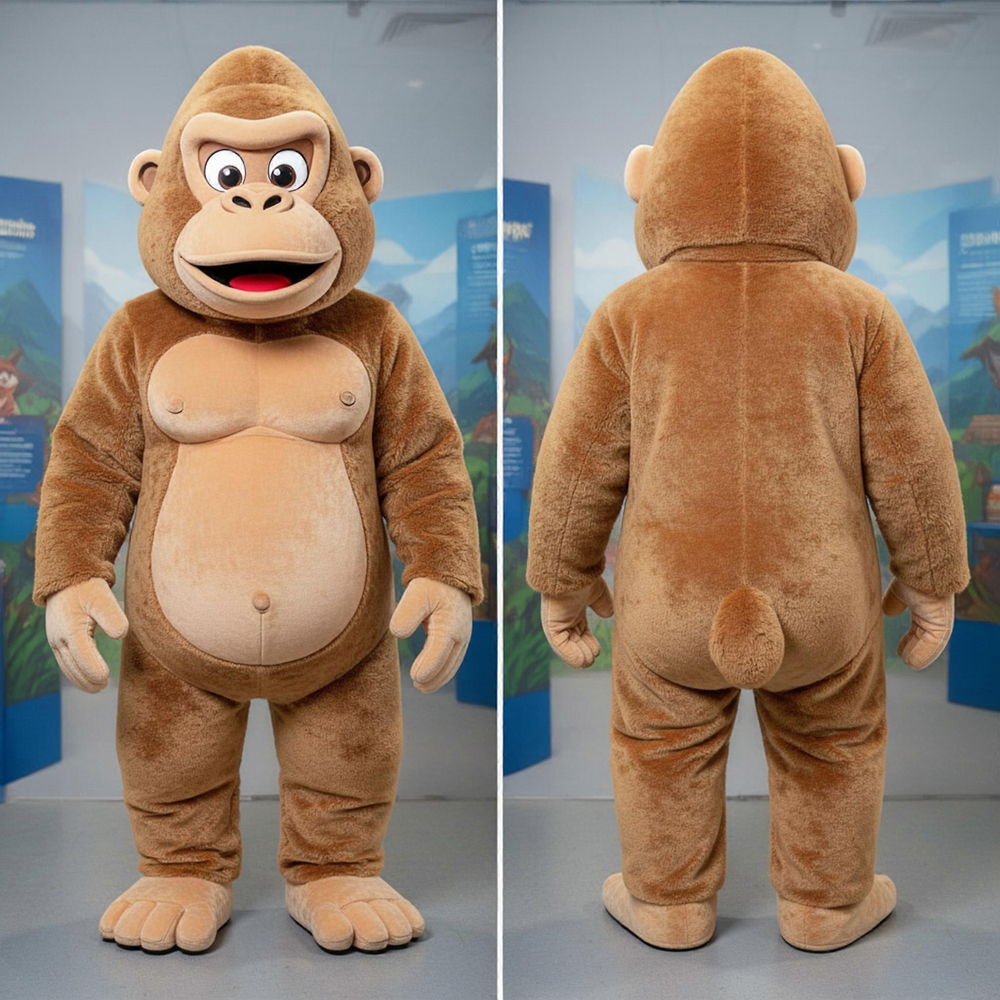 MASTICOT Tan Velvety Gorilla Mascot