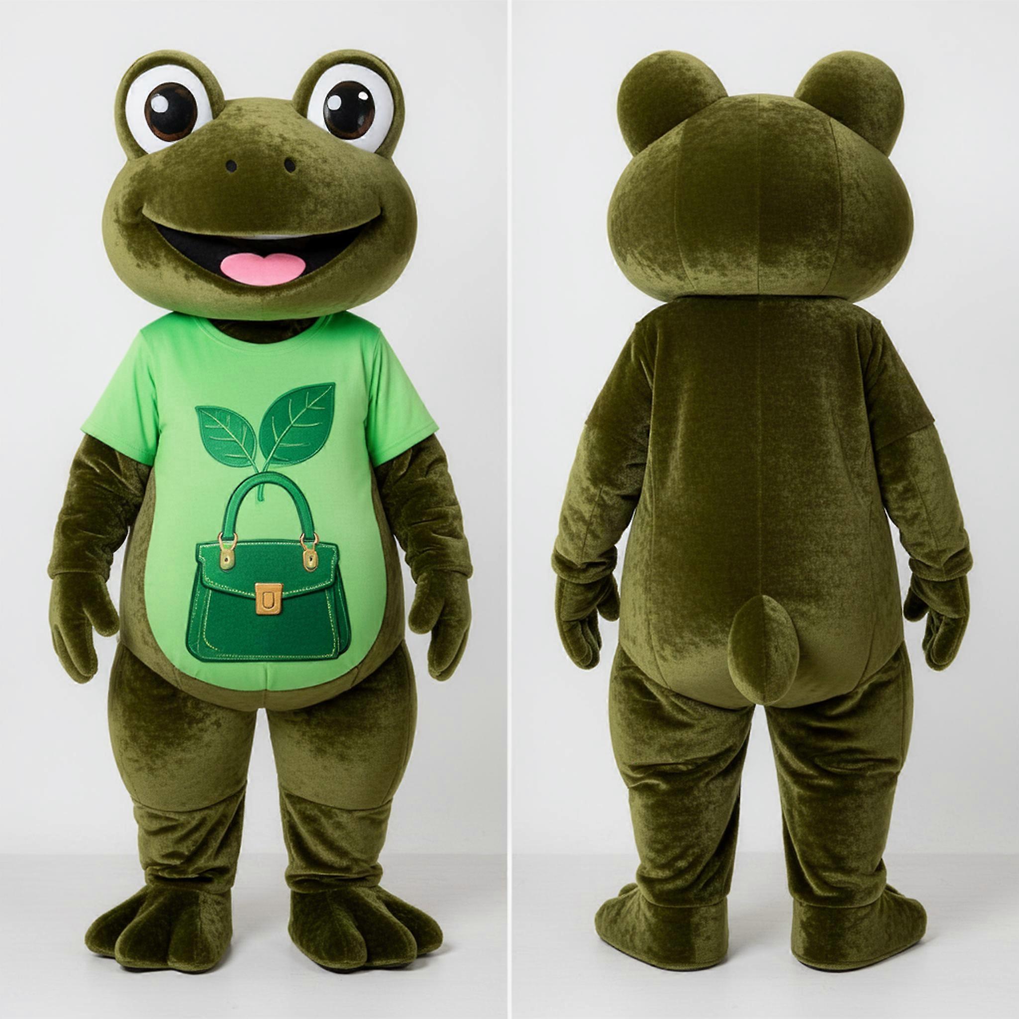 MASTICOT Olive Green Velvety Frog Mascot