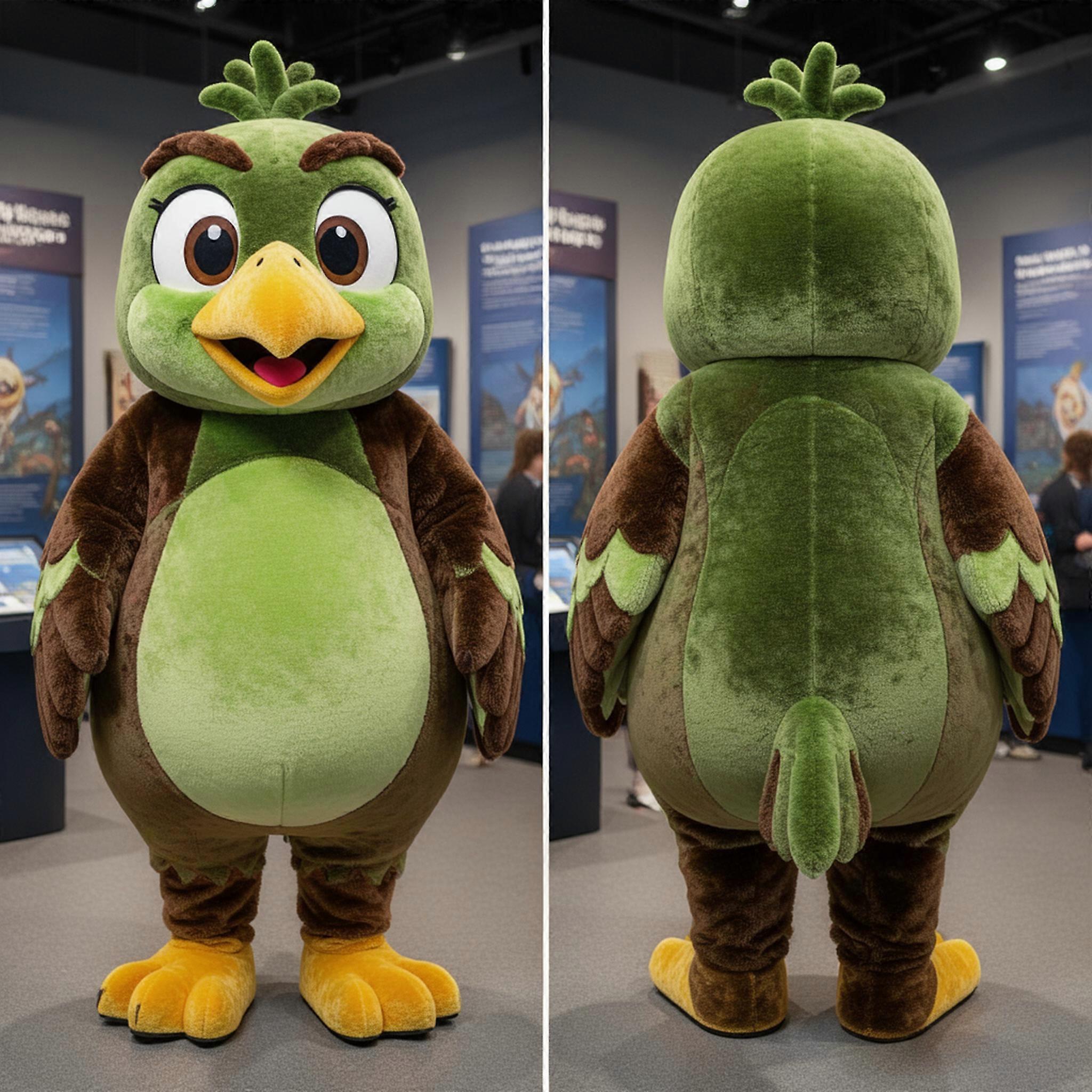MASTICOT Olive Green Feathered Hawk Mascot