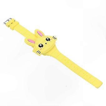 LED Cartoon Rabbit Wristwatch Silicone Kids Watch Clamshell Design Birthday Party Favor for Toddlers Children 26-27s