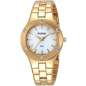 Pulsar sports Quartz Analog Woman Watch with Stainless Steel Bracelet Gold Plated PH8048X1