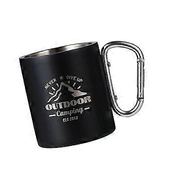 Camping and Hiking Double Wall Cup with Carabiner Hook Handle, Portable Outdoor Coffee and Water Mug
