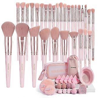 MAANGE Makeup Brush Set 49 Pcs Makeup Tool Set Premium Synthetic Foundation Powder Concealers Eye shadows Blush Makeup Brushes (Pink, 49 Piece Set)