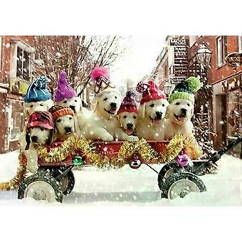 Jigsaw puzzle Puppies in a Wagon CRU442