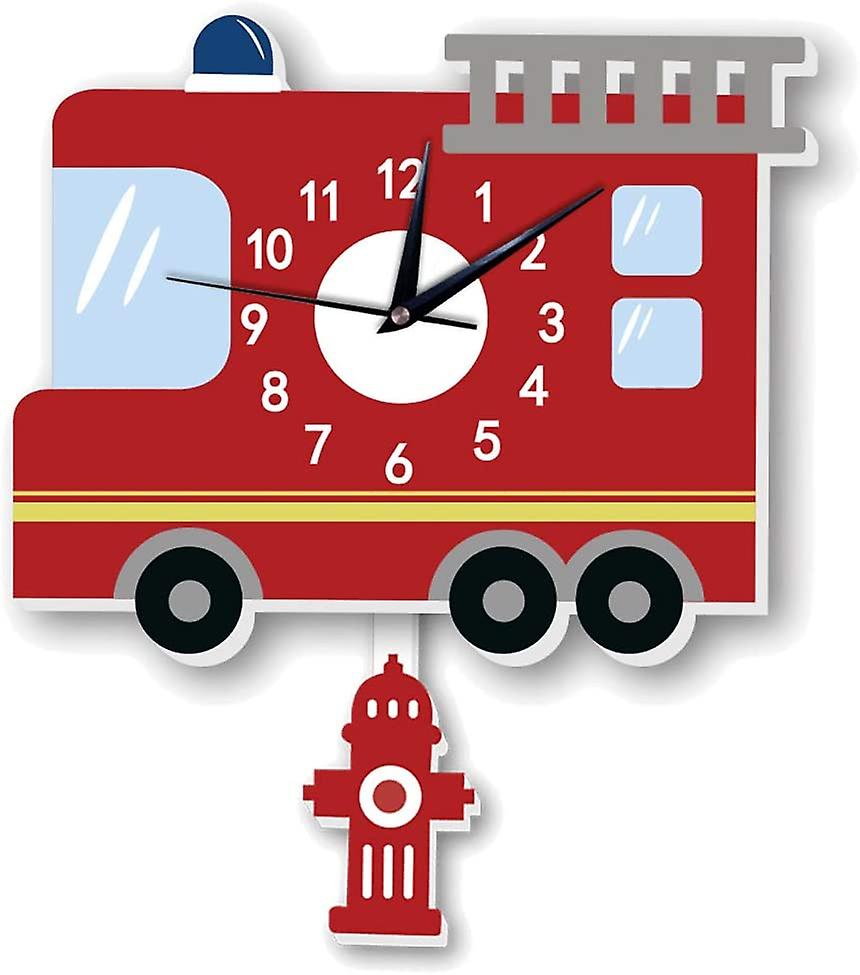3D καρτούν ρολόι τοίχου παιδί σιωπηλό κρεμαστό ρολόι με εκκρεμές πυροσβεστικό όχημα αυτοκόλλητο τοίχου αυτοκόλλητο αυτοκόλλητο Decal Nersery παιδί σαλόνι διακόσμηση ταπετσαρία Χριστούγεννα