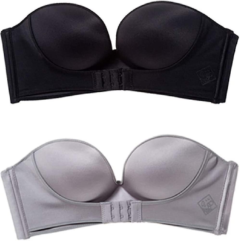 2 Pack Kvinner Hand S / back Le Com Lift Invisible Wire Anti-skli Sless Push Up Bra