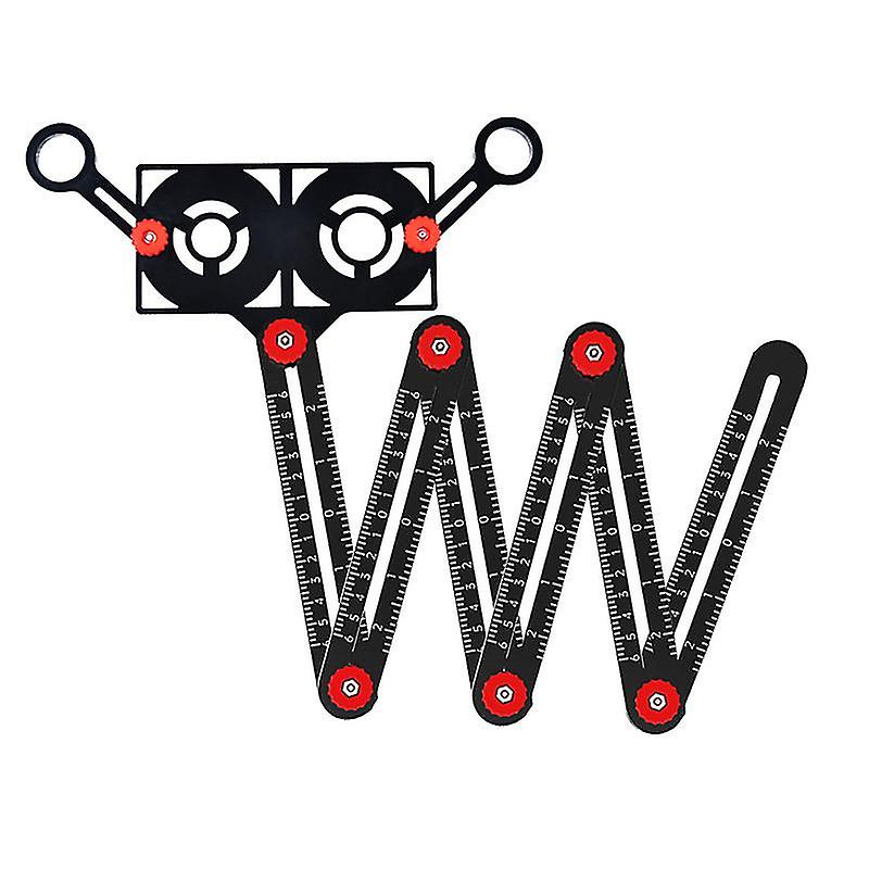 Pxcl 6-sided Folding Measuring Ruler, Multi Angle Measuring Ruler With 6 Positioning Holes Made Of High Quality Aluminum Alloy, Tile Pattern Tool