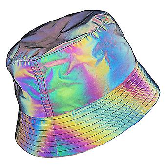 2023 - Rainbow Reflective Bucket Hat Hat Men's Fluorescent Hat Casual Night Halloween Hat