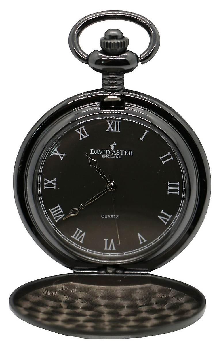 David Aster Full Hunter Pocket Watch - Black