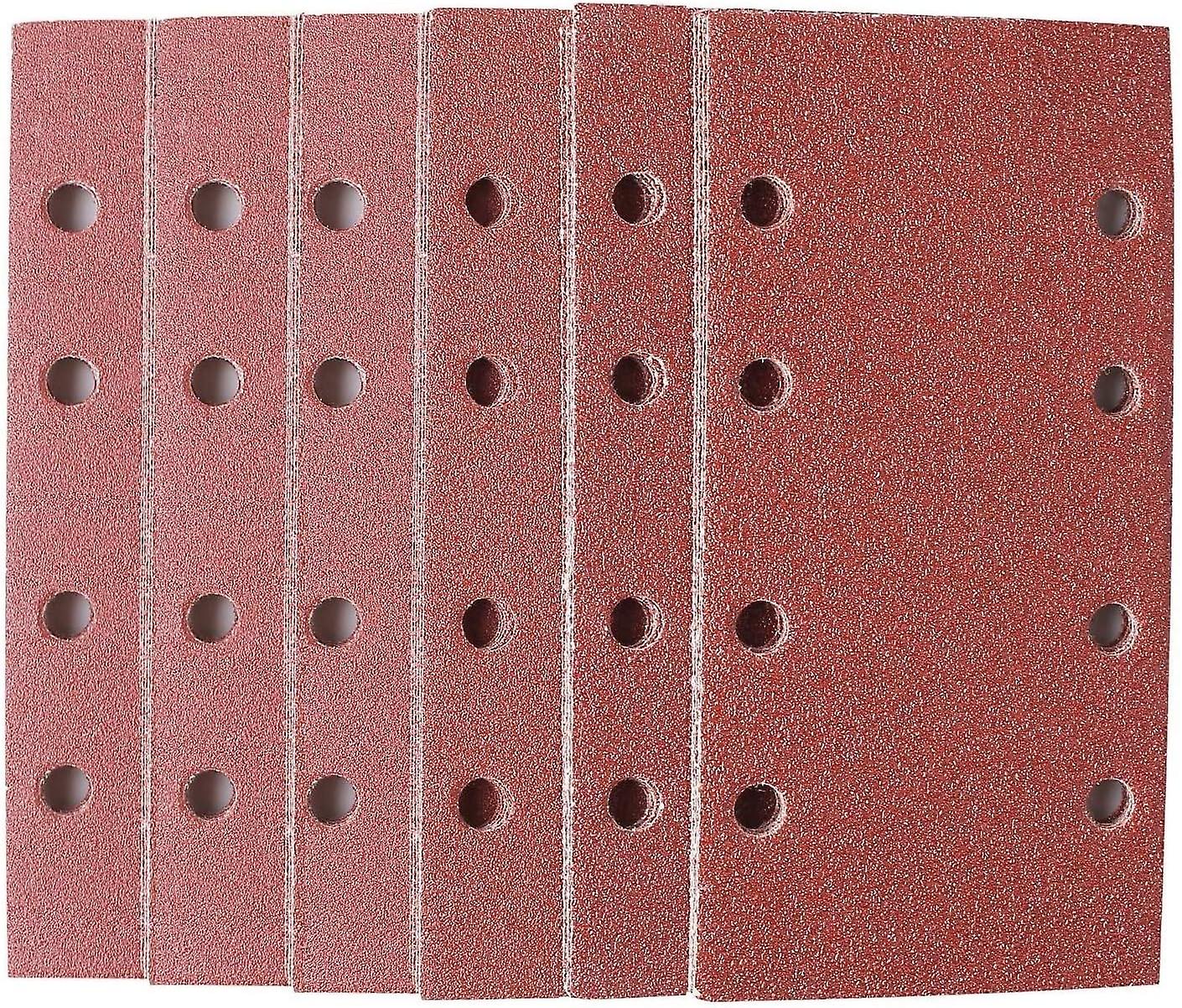 30 Pieces Sanding Sheets, 40/60/80/120/180/240 Grit Hook and Loop Sander Pads 8 Holes Sander Paper Rectangular Sander Fit (18.5 x 9.3cm)