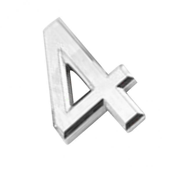 4xSilver Plastic Self-Adhesive House Hotel Door Number  Sticky Numeric Digit 4